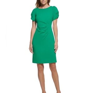 Karl Lagerfeld Paris Women's Scuba Crepe Side-Ruched-Sleeve Sheath Dress